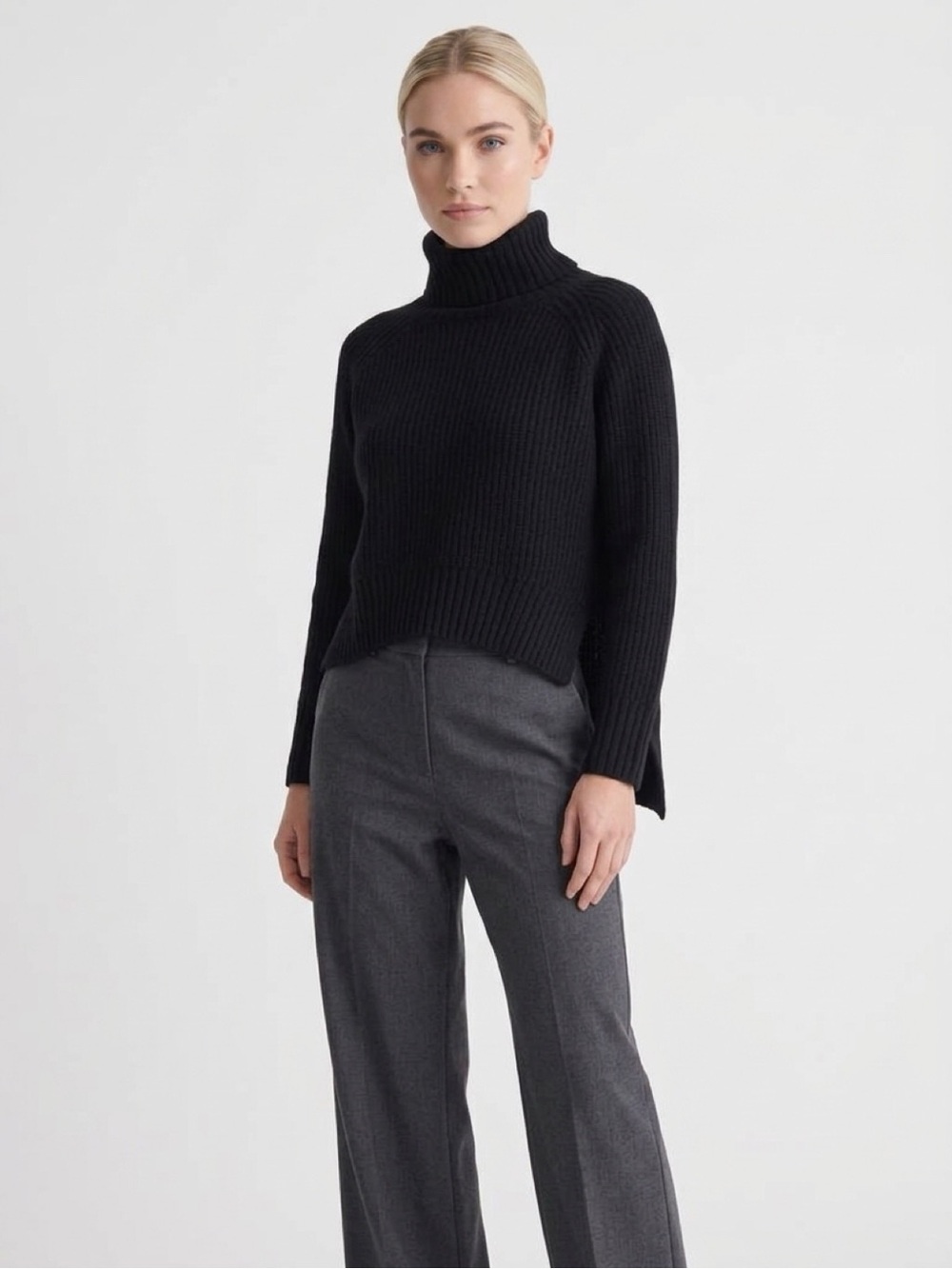 Wilfred Black Ribbed Turtleneck Sweater